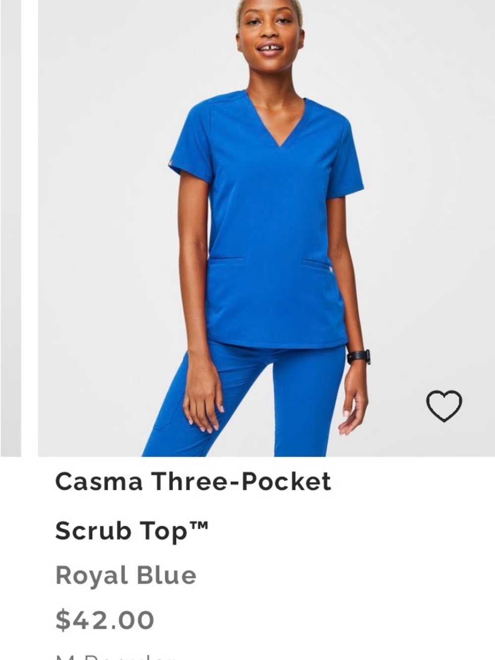 Figs Women's Short Sleeve V-Neck Scrub Top in Royal Blue - Picture 3 of 3